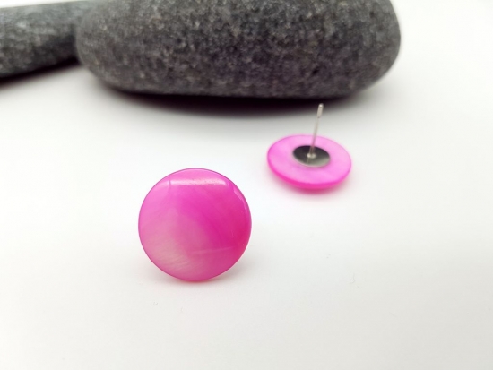 Preview: Pinke Muschel Ohrstecker